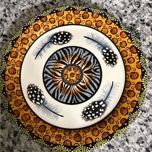 Nivek Africa 10.5 in Dinner Plate Guinea Feather Design via Made in Zimbabwe